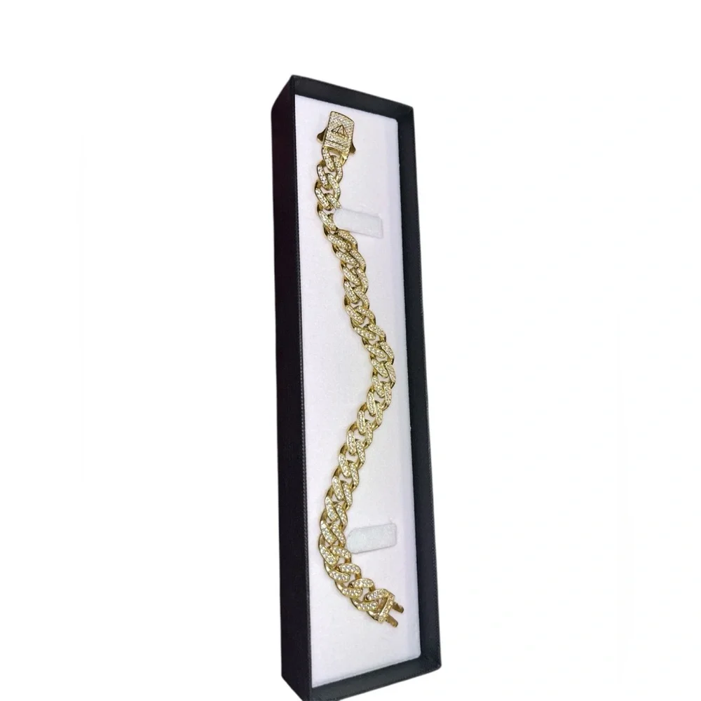 14K✨ Miami Cuban Link Chain Bracelet ✨ 21gr -Gold and Silver Bracelet